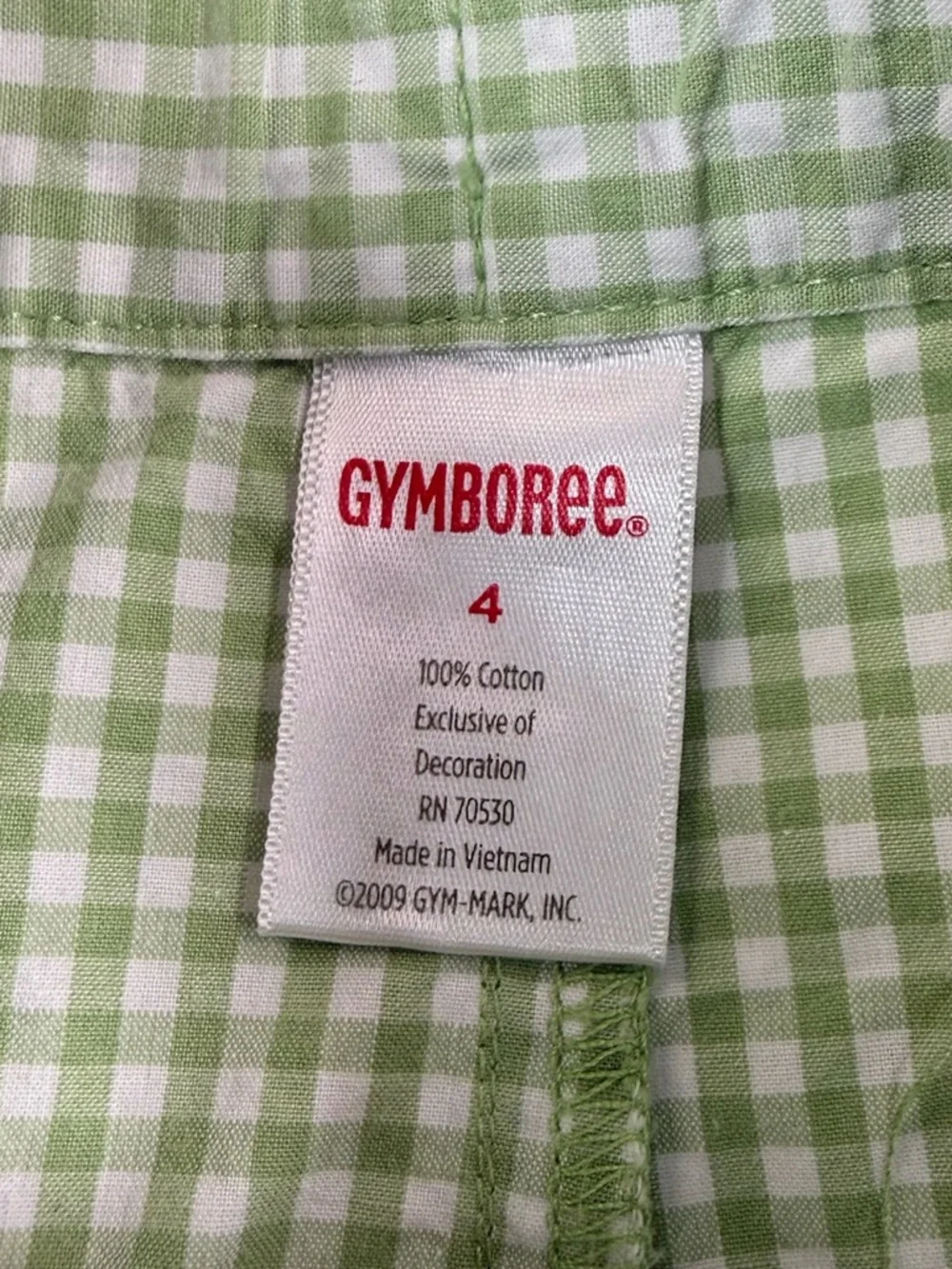 GYMBOREE‎ Green Gingham Shorts Girls Size 4 Cottagecore Preppy Spring Summer